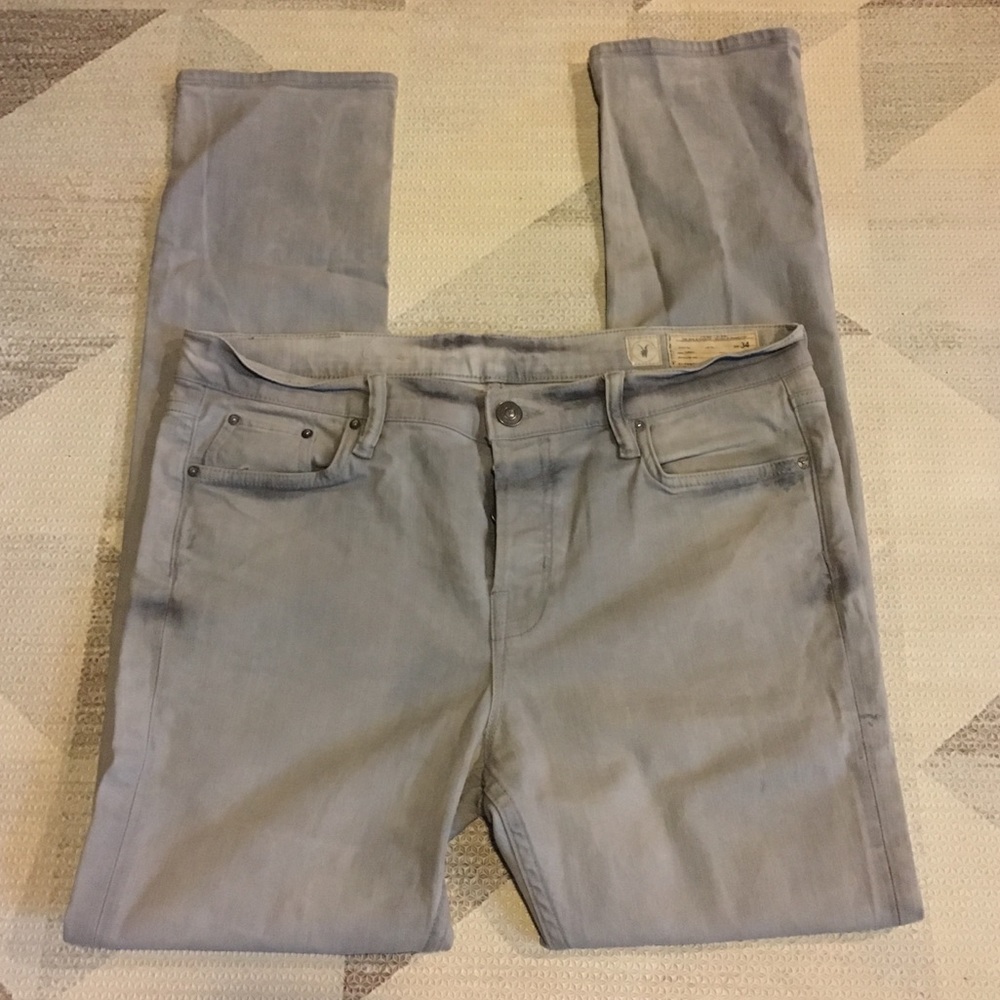 All Saints Cigarette Skinny Slim Gray Jeans 34